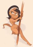  2022 anthro black_hair breasts colored_sketch dancing domestic_cat edtropolis felid feline felis female frown full-length_portrait hair hi_res kitty_katswell looking_aside mammal nickelodeon nude pole pole_dancing portrait sketch solo stripper_pole t.u.f.f._puppy under_boob 