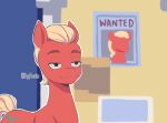  agfavio black_eyes cutie_mark earth_pony equid equine eyebrows feral half-closed_eyes hasbro hi_res horse male mammal meme mlp_g5 my_little_pony narrowed_eyes pony red_body smile sprout_cloverleaf_(mlp) wanted_poster 