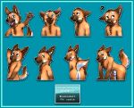  balls black_nose blue_background brown_body brown_ears brown_fur brown_hair brown_tail butt canid canine cheek_tuft chest_tuft confusion ears_back eyebrows facial_tuft fangs front_view fur genitals gesture hair hand_behind_head happy leaning leaning_forward mammal maned_wolf multiple_images narrowed_eyes neck_tuft orange_body orange_fur orange_tail penis penis_tip pink_tongue pivoted_ears presenting presenting_hindquarters red_penis sad short_hair simple_background telegram_stickers tongue tongue_out tuft waving white_balls white_body white_eyebrows white_fur white_inner_ear white_sheath white_tail yookie 