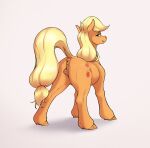  absurd_res anatomically_correct anatomically_correct_genitalia anatomically_correct_pussy animal_genitalia animal_pussy anus applejack_(mlp) aquaticvibes blonde_hair butt clitoral_winking clitoris dock earth_pony equid equine equine_pussy female feral friendship_is_magic genitals hair hasbro hi_res hooves horse looking_back mammal my_little_pony pony puffy_anus pussy raised_tail simple_background yellow_tail 