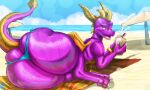  absurd_res activision beach big_butt bikini_thong bubble_butt butt clothing dragon feral from_behind_position girly glistening glistening_body hi_res holding_object huge_butt huge_thighs male multicolored_body open_mouth paws pinup pose presenting presenting_hindquarters purple_body purple_scales raised_tail rear_admiral_position rear_view resting sand scales sea seaside sex sexy_eyes smile solo spyro spyro_reignited_trilogy spyro_the_dragon squirt_bottle sun_lotion swimwear thick_thighs two_tone_body video_games water wings xtrent968 