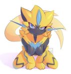  2021 anthro breasts digital_drawing_(artwork) digital_media_(artwork) female fur legendary_pok&eacute;mon looking_at_viewer nintendo nude pok&eacute;mon pok&eacute;mon_(species) raised_tail serious_face simple_background solo video_games zeraora zeraora_r18 