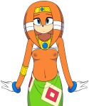  absurd_res anthro blue_eyes bottomwear breasts clothing echidna female hi_res looking_at_viewer mammal monotreme nipples sega skirt solo sonic_adventure sonic_the_hedgehog_(series) sourlemonade tikal_the_echidna 