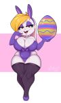  2022 anthro big_breasts blonde_hair breasts broodal buckteeth bunny_costume clothed clothing costume easter easter_egg female hair hariet_(mario) hi_res holidays huge_breasts lagomorph legwear leporid looking_at_viewer mammal mario_bros mehdrawings nintendo rabbit red_eyes solo super_mario_odyssey teeth video_games 