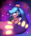  &lt;3 2022 4_fingers big_breasts breasts celeste_(reapcreates831) cosmic_background cosmic_hair cosmog covered_mouth ethereal_hair eyelashes female finger_in_mouth fingers fusion hair hi_res humanoid legendary_pok&eacute;mon long_eyelashes multicolored_hair nintendo not_furry pok&eacute;mon pok&eacute;mon_(species) pok&eacute;mon_fusion reapcreates831 simple_background sleeveless solo tsareena two_tone_hair video_games yellow_eyes 