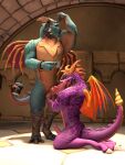  3d_(artwork) activision anonymous_artist anthro ball_fondling balls beverage biceps coffee_mug coffee_pot digital_media_(artwork) dragon duo erection eyes_closed eyewear eyewear_on_head facial_hair fondling frill_(anatomy) furgonomics furry-specific_piercing gavin_(spyro) genitals goggles goggles_on_head hair handjob hi_res holding_object holding_object_with_tail horn horn_piercing inside kissing licking looking_pleasured male male/male muscular muscular_male mustache non-mammal_balls oral penile penis penis_lick piercing sex source_filmmaker spyro spyro_reignited_trilogy spyro_the_dragon tail_holding_object tattoo tongue tongue_out video_games wings 