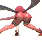  1girl ass bent_over boots buredoran fingerless_gloves from_behind gloves huge_ass legwear_under_shorts pantyhose pyra_(xenoblade) red_hair red_shorts scarf shiny shiny_clothes shiny_hair short_hair short_shorts shorts solo super_smash_bros. sword thigh_boots thighhighs weapon xenoblade_chronicles_(series) xenoblade_chronicles_2 