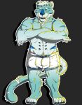  absurd_res anthro blue bulge clothing felid hi_res invalid_tag kuma_richards male mammal pantherine sabertoothed_tiger smile solo tiger underwear 