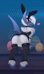  &lt;3 absol anthro anus balls butt clothing easter_egg erection fake_ears fake_rabbit_ears fishnet fishnet_legwear flirting genitals girly half-closed_eyes hi_res legwear male narrowed_eyes nintendo pok&eacute;mon pok&eacute;mon_(species) presenting presenting_hindquarters shaking_butt solo stockings video_games warden006 