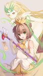  absurdres brown_hair cardcaptor_sakura child clow_card crown green_eyes highres kinomoto_sakura looking_at_viewer magical_girl open_mouth pointy_ears xuya2333 