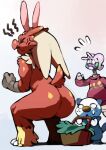  anthro big_butt bittenhard blaziken butt easter female goodra group hi_res holidays imminent_scat male nintendo oshawott pok&eacute;mon pok&eacute;mon_(species) trio video_games 