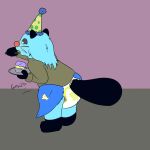  1:1 anthro archived_source biped clothed clothing coat dewott diaper fur hat headgear headwear hi_res male nintendo oscar_(liftzors) party_hat pok&eacute;mon pok&eacute;mon_(species) simple_background solo standing topwear video_games yourfur 