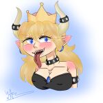  blush bowser bowsette_meme collar crown female hi_res horn humanoid mammal mario_bros meme nintendo solo spiked_collar spikes super_crown video_games yarart 