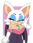  &lt;3 absurd_res anthro armwear between_breasts big_breasts breasts chiropteran clothing elbow_gloves female gem gloves handwear hi_res looking_at_viewer mammal onibi rouge_the_bat sega solo sonic_the_hedgehog_(series) wings 