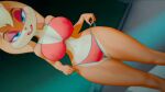  3d_(artwork) anthro bangs bedroom_eyes big_breasts bikini bikini_bottom bikini_top blue_eyes breasts clothing digital_media_(artwork) erect_nipples female half_lidded_eyes humanoid lagomorph leporid lola_bunny long_ears looking_at_viewer looney_tunes mammal narrowed_eyes navel nipple_outline nipples rabbit seductive sideways solo swimwear teasing warner_brothers wide_hips 