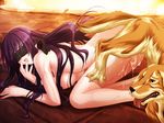  1girl all_fours bent_over bestiality black_hair blindfold blush breast breasts cum dog doggystyle game_cg kneeling nude open_mouth sex sweat tongue vaginal 