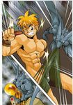 1boy abs blonde_hair clothing fighting gamusyara monster monster_on_male muscle muscles penis ripped shunpei_nakama syuunpei_nakata thief torn_clothes undressing yaoi 