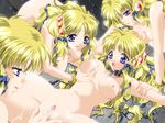  4girls artist_request bb blonde_hair blue_eyes blush breast_grab breasts censored character_request clone clones fingering grabbing large_breasts multiple_girls nipples nude pussy pussy_juice selfcest smile source_request teamwork yuri 