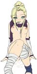  aftersex arm_warmers bandage blue_shoes blush breasts chiba_toshirou color colored condom condom_in_mouth condom_wrapper cum cum_on_body cum_on_breasts facial female hair_over_one_eye looking_at_viewer mouth_hold naruto nipples no_pupils nude parted_lips photoshop pigeon-toed ponytail scarf shoes simple_background sitting solo white_background yamanaka_ino 