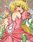  areola areolae blonde_hair blue_eyes blush body_blush breasts breasts_out breasts_outside crown dress earrings elbow_gloves erect_nipples female gloves imminent_rape jewelry long_hair mario_(series) nintendo nipples open_mouth princess_peach restrained super_mario_bros. sweat tears tentacle tentacle_rape torathi torn_clothes very_long_hair 