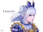  absurdres braid braided_bun earrings highres jewelry lunastra monster_hunter_(series) personification prism^ silver_hair yellow_eyes 