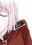  1girl bad_id bangs buttons closed_eyes cwind eyebrows_visible_through_hair fate/grand_order fate_(series) florence_nightingale_(fate) jacket non-web_source pink_hair red_jacket shoulder solo white_background 