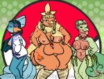  2016 anthro anthrofied avian beak belly blep blue_body bottomless bottomless_anthro bottomless_female breasts clothed clothing feathers female front_view genitals green_body group hands_on_hips headphones jacket looking_at_viewer looking_back looking_back_at_viewer mudkip nintendo nipples non-mammal_breasts non-mammal_nipples one_eye_closed open_clothing open_jacket open_mouth open_smile open_topwear orange_body orange_feathers pok&eacute;mon pok&eacute;mon_(species) pussy saphine scalie side_view slightly_chubby smile starter_trio tongue tongue_out topwear torchic treecko trio video_games wide_hips wink 