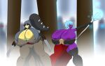  absurd_res anthro big_breasts breasts claws cleavage clothed clothing dark_souls duo female fog fromsoftware froslass frostine_glacier hi_res huge_breasts hyper hyper_breasts magic_user mawile nintendo pok&eacute;mon pok&eacute;mon_(species) rei_darkblade robe staff thick_thighs ultrazeta120 video_games 
