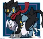 absol absurd_res balls beam_(lexiabee) bulge doggystyle duo feral from_behind_position genitals hi_res infernex inflation luxray male male/male nintendo piwix_(luxray) pok&eacute;mon pok&eacute;mon_(species) scarf sex video_games 