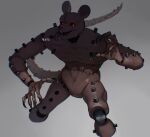  2022 animatronic anthro artist_name brown_body brown_fur buckteeth claws digital_media_(artwork) featureless_crotch fingers five_nights_at_candy&#039;s five_nights_at_candy&#039;s_3 fur glowing glowing_eyes grey_background hi_res kato200_0 long_tail looking_at_viewer machine male mammal murid murine muscular muscular_anthro muscular_male rat rat_(fnac) red_eyes robot rodent signature simple_background smile solo standing stitch_(sewing) teeth tongue tongue_out whiskers 