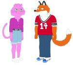  absurd_res anthro bojack_horseman boots breasts canid canine clothing cooper_wallace_jr darkbolt domestic_cat duo felid feline felis female footwear fox fur hi_res male mammal netflix orange_body orange_fur pink_body pink_fur princess_carolyn 