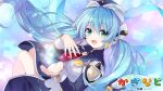  1girl character_request green_eyes kaginado light_blue_hair tsunako twintails 