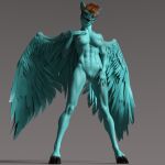  3d_(artwork) 5_fingers abs air_(disambiguation) alternate_form anthro anthrofied areola athletic athletic_anthro athletic_female black_hooves black_nose blonde_hair blue_body blue_breasts blue_eyes blue_legs blue_pussy blue_skin blue_wings digital_media_(artwork) earthclan3d equid equine feathered_wings feathers female fingers friendship_is_magic genitals grey_areola grey_background grey_nipples hair hand_on_hip hasbro hi_res highlights_(coloring) hooves long_legs looking_at_viewer low-angle_view mammal muscular_thighs my_little_pony nails nipples nude pegasus pussy rainbow_dash_(mlp) red_hair red_highlights shadow simple_background solo standing v-cut white_fingernails wide_stance wings 