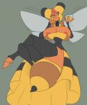  anthro areola arthropod arthropod_abdomen big_breasts breasts cleavage clothed clothing container crossed_legs cup drinking_glass female glass glass_container glass_cup hand_on_head hi_res imric1251 insect_wings nintendo pok&eacute;mon pok&eacute;mon_(species) solo stinger vespiquen video_games wine_glass wings 