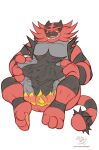  abdominal_bulge anthro belly big_hands body_outline cownugget duo face_imprint flatsfag forced hi_res imprint incineroar lucario male male/male male_pred mammal muscular muscular_male nintendo oral_vore pok&eacute;mon pok&eacute;mon_(species) teeth text tongue tongue_out unwilling_vore video_games vore watermark 