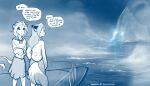 2022 7:4 anthro black_sclera blue_and_white bottomwear canid canine clothed clothing conditional_dnp dialogue duo english_text felid female fog fox glowing glowing_eyes hand_on_hip hat headgear headwear hi_res iceberg keidran laura_(twokinds) lion mammal monochrome night outside pantherine sailor_hat sailor_uniform sea ship sketch skirt spirit star text tom_fischbach twokinds vehicle water watercraft webcomic will-o-wisp willow_wisp 
