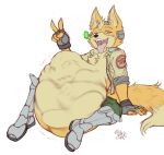  abdominal_bulge anthro belly big_belly boots bottomwear canid canine canis clothing colored cownugget duo fingerless_gloves flatsfag footwear forced fox fox_mccloud fur gloves handwear jacket male male/male mammal metal_boots nintendo pants star_fox tongue tongue_out topwear unwilling_vore video_games vore wolf wolf_o&#039;donnell 