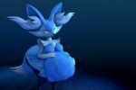  3d_(artwork) abdominal_bulge absurd_res after_vore ambiguous_gender ambiguous_prey anthro belly big_belly blue_body blue_fur bluffy bluxen braixen breasts digital_media_(artwork) digitigrade dipstick_tail fan_character featureless_breasts female female_pred fur gradient_background hand_on_stomach hi_res kristall_krit looking_down markings multicolored_body multicolored_fur nintendo pok&eacute;mon pok&eacute;mon_(species) simple_background source_filmmaker tail_markings video_games vore white_body white_fur yellow_eyes 