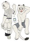  2022 absurd_res anthro barefoot bodily_fluids bottle bottomwear boxers_(clothing) claws clothing dipstick_ears feet felid footwear fur grey_boxers hi_res kemono leo_(saitama_seibu_lions) lion looking_at_viewer looking_back male mammal mane mascot milkytiger1145 multicolored_ears nippon_professional_baseball open_mouth open_smile pantherine pants saitama_seibu_lions shirt simple_background smile smiling_at_viewer socks solo sweat sweaty_clothing sweaty_shirt sweaty_topwear tail_tuft topwear tuft underwear undressing white_background white_body white_bottomwear white_clothing white_footwear white_fur white_mane white_pants white_shirt white_socks white_topwear 