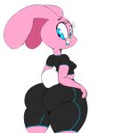  anais_watterson anthro big_butt blue_eyes bottomwear breasts buckteeth butt cartoon_network clothing eyelashes female hand_on_hip hi_res lagomorph leporid looking_back mammal neom-daddy pink_body rabbit shirt shorts solo teeth the_amazing_world_of_gumball thick_thighs topwear wide_hips 
