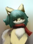  :3 anthro bangs black_eyelashes black_eyes black_nose blue_hair canid canine chest_tuft female fur hair hands_on_thighs hasukii inner_ear_fluff kemono looking_away mammal mouth_closed nude orange_eyes red_scarf scarf smile solo standing tuft unfinished unknown_character white_body white_fur white_inner_ear_fluff white_tail yellow_body yellow_fur yellow_tail 