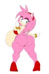  2:3 amy_rose anthro big_breasts big_butt bikini breasts butt clothing eulipotyphlan female hedgehog hi_res high_heels huge_butt looking_at_viewer mammal pregnant raccoonshinobi sega side_boob solo sonic_the_hedgehog_(series) swimwear thick_thighs wide_hips 