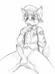  anthro big_penis blush bottomless canid canine canis clothed clothing cyberconnect2 domestic_dog embarrassed erection genitals hi_res kemono little_tail_bronx male mammal penis police_officer police_uniform solo stiggler tail_concerto uniform video_games waffle_ryebread 