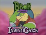  2022 absurd_res alligator alligatorid anthro biped brok_(character) brok_the_investigator clothing crocodilian disney english_text glassesgator green_body hat headgear headwear hi_res humanoid_hands magnifying_glass male one_eye_closed reptile scalie shirt solo style_parody talespin text topwear video_games wink 