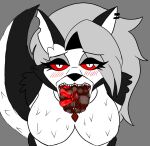  ambiguous_gender ambiguous_prey anthro canid canid_demon canine canis cherrykl demon duo female female/ambiguous female_pred female_predator hellhound helluva_boss hi_res human loona_(helluva_boss) mammal oral_vore unbirthing vaginal vore wolf 