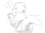  alphys anthro anus bent_over clothing coat female genitals kint lab_coat looking_back monochrome pussy reptile scalie solo topwear unaware undertale undertale_(series) upskirt video_games wardrobe_malfunction 