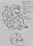  2022 anthro anus anyover blush carrying_partner cervid clothed clothing deltarune dinosaur duo english_text exhibitionism female female/female fingering fingering_partner hi_res holding_character hooves mammal monochrome no_underwear noelle_holiday reptile scalie sex susie_(deltarune) text traditional_media_(artwork) undertale_(series) vaginal vaginal_fingering video_games 