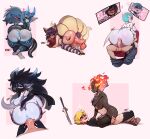  &lt;3 5_fingers anal anal_penetration animal_humanoid anthro anthro_on_anthro anthro_penetrated anthro_penetrating anthro_penetrating_anthro anus armwear balls belt bent_over big_balls big_breasts big_butt big_penis black_body black_hair blonde_hair blue_eyes blue_hair blush bodily_fluids bottomwear breasts brown_body burnt_clothing butt canid canid_humanoid canine canine_humanoid clothed clothing cowgirl_position cum cum_drip cum_in_pussy cum_inside cum_on_body demon denim denim_clothing disembodied_penis doggystyle dominant dominant_female dress_shirt dripping duo eyewear female female_penetrated fingers fire flaming_hair fox_humanoid from_behind_position from_front_position fur gardevoir genital_fluids genitals glasses grey_body grey_fur grin hair hand_on_butt hi_res horn human humanoid jeans kanel legwear looking_at_another looking_at_viewer looking_pleasured male male/female male_penetrating male_penetrating_female mammal mammal_humanoid mask melee_weapon multiple_images nintendo on_bottom on_top orange_eyes panties pants partially_clothed pattern_clothing pattern_legwear pattern_stockings penetration penile penile_penetration penis penis_in_pussy pillow pillow_hug pok&eacute;mon pok&eacute;mon_(species) presenting presenting_hindquarters pseudo_hair purple_hair pussy raised_leg red_eyes sex shaded shirt simple_background smile solo stockings striped_clothing striped_legwear striped_stockings stripes sweat sword topwear underwear vaginal vaginal_penetration video_games weapon white_background white_body wide_hips 