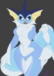  4_fingers absurd_res anthro anthrofied clothing eeveelution female fingers fishnet_clothing hi_res masterinh0 nintendo pok&eacute;mon pok&eacute;mon_(species) simple_background solo solo_focus translucent translucent_clothing vaporeon video_games 