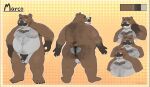  2022 anthro balls belly big_belly body_hair brown_body butt butt_hair facial_hair flaccid genitals humanoid_genitalia humanoid_hands humanoid_penis male mammal mature_male model_sheet moobs multiple_poses mustache nipples overweight overweight_male penis pose sato_afroleone solo ursid 